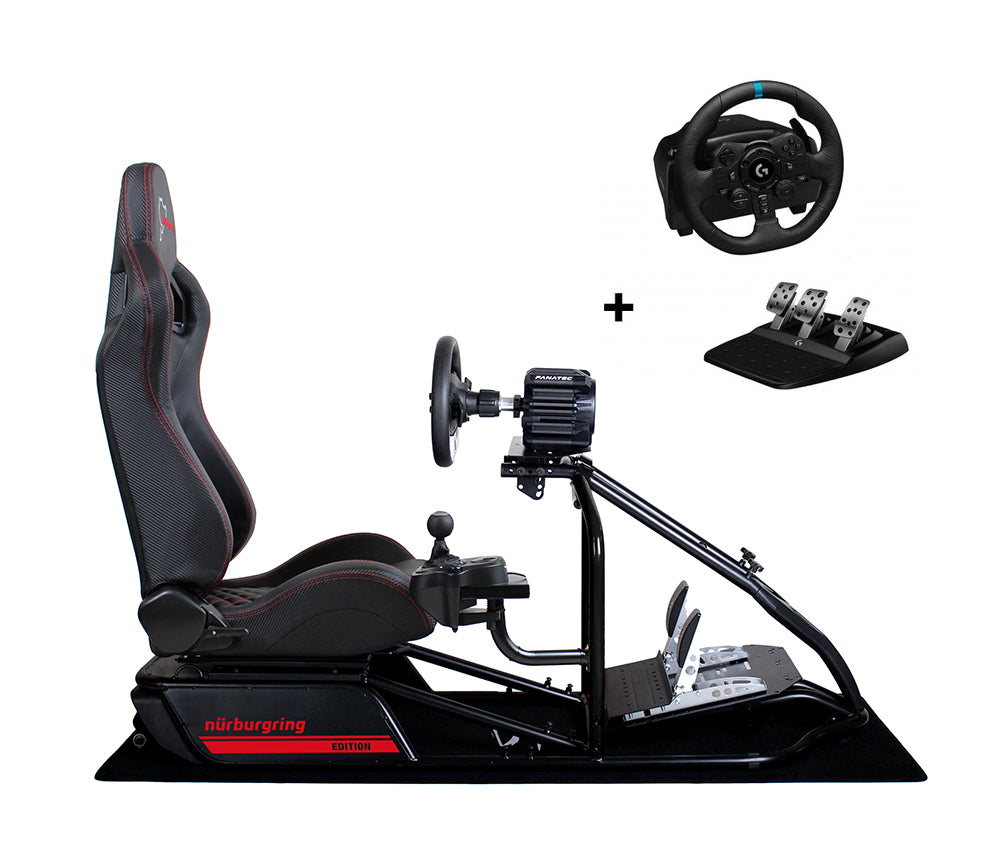 Speedmaster Pro Racing-Seat Schwarz Sim Rig - Nürburgring Nordschleife Edition mit Logitech G923 Bundle